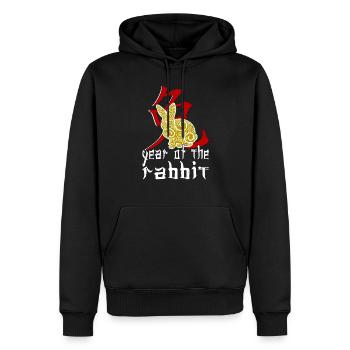Personnage de lapin chinois Nouvel An 2023 - Sweat à capuche Premium bio Homme - noir - Devant - Nico (187cm)