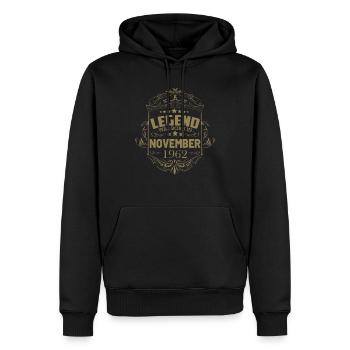 60e anniversaire Proverbes Novembre 1962 60 ans homme - Sweat à capuche Premium bio Homme - noir - Devant - Nico (187cm)