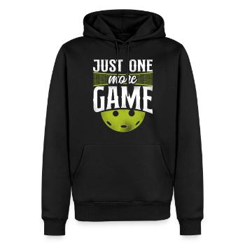 Pickleball Just One More Game - Männer Premium Bio Hoodie - Schwarz - Vorne - Nico (187cm)