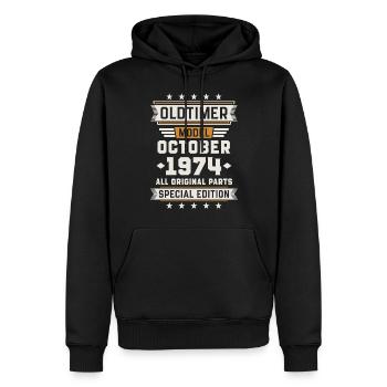 Oldtimer October 1974 Birthday Gift - Men’s Premium Organic Hoodie - black - Front - Nico (187cm)