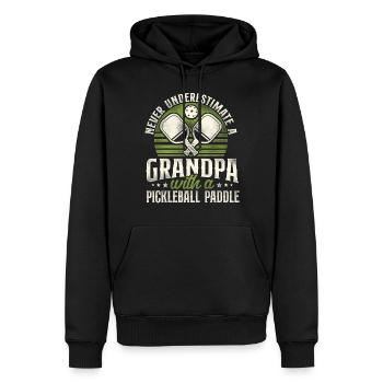 Pickleball Grandpa Retro Never - Männer Premium Bio Hoodie - Schwarz - Vorne - Nico (187cm)