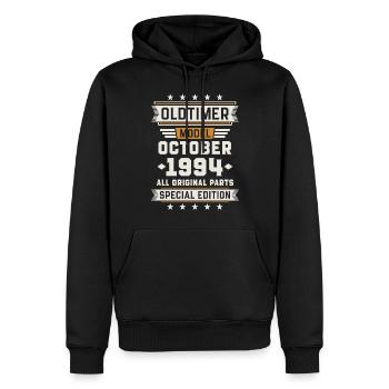 Oldtimer Octobre 1994 Cadeau d’anniversaire - Sweat à capuche Premium bio Homme - noir - Devant - Nico (187cm)