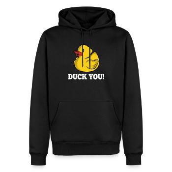 Duck You Enten Wortspiel Gummiente Quietscheente - Männer Premium Bio Hoodie - Schwarz - Vorne - Nico (187cm)