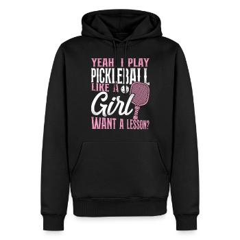 Pickleball Girl Ladies Yeah, I - Men’s Premium Organic Hoodie - black - Front - Nico (187cm)
