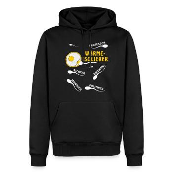 WÄRMEISOLIERER - Männer Premium Bio Hoodie - Schwarz - Vorne - Nico (187cm)