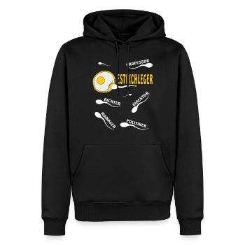 ESTRICHLEGER - Männer Premium Bio Hoodie - Schwarz - Vorne - Nico (187cm)
