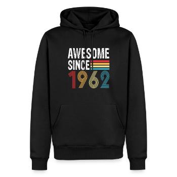 Génial depuis 1962 Anniversaire 1962 Millésime 1962 - Sweat à capuche Premium bio Homme - noir - Devant - Nico (187cm)
