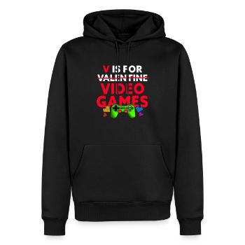 V Is For Video Games Funny Valentines Day Gamer - Männer Premium Bio Hoodie - Schwarz - Vorne - Nico (187cm)