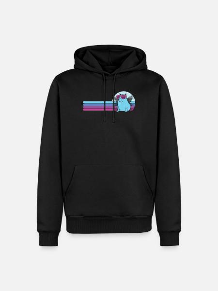 Retro Capybara avec lunettes de soleil Vintage Capibara - Sweat à capuche Premium bio Homme - noir