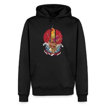 Kawaii Cat Ramen Noodles Samurai Japanese - Men’s Premium Organic Hoodie - black - Front - Nico (187cm)