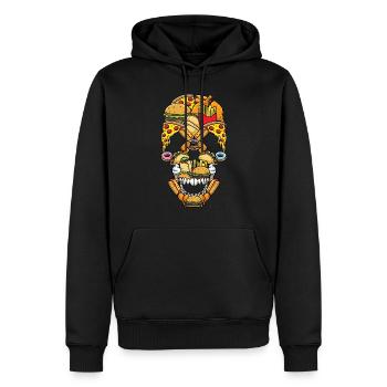 Restauration rapide Burger Fries Pizza - Sweat à capuche Premium bio Homme - noir - Devant - Nico (187cm)