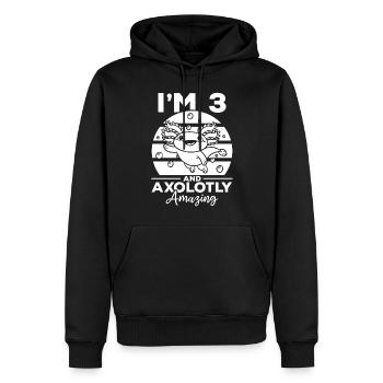 Axolotl J’ai 3 ans et Axolotly Incroyable - 3 Anniversaire - Sweat à capuche Premium bio Homme - noir - Devant - Nico (187cm)