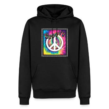 Hippie Peace Groovy Flowerpower Boho Woodstock - Sweat à capuche Premium bio Homme - noir - Devant - Nico (187cm)