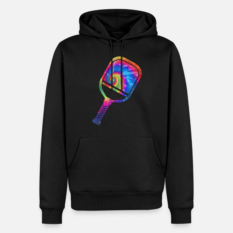 Pickleball Paddle Tie Dye Rétro - Sweat à capuche Premium bio Homme - noir