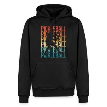 Pickleball Rétro Vintage - Sweat à capuche Premium bio Homme - noir - Devant - Nico (187cm)