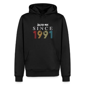 Génial depuis 1991 Anniversaire 1991 Millésime 1991 - Sweat à capuche Premium bio Homme - noir - Devant - Nico (187cm)