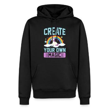 Erschaffe deine eigene Magie Unicorn - Männer Premium Bio Hoodie - Schwarz - Vorne - Nico (187cm)