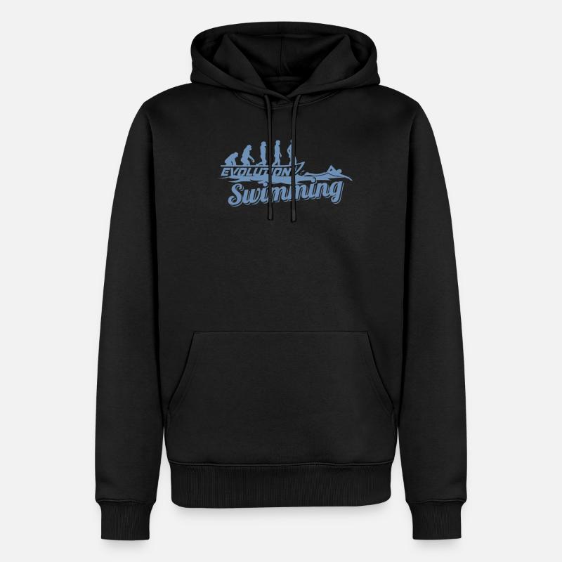 Evolution des Schwimmers der Schwimmerin - Männer Premium Bio Hoodie - Schwarz