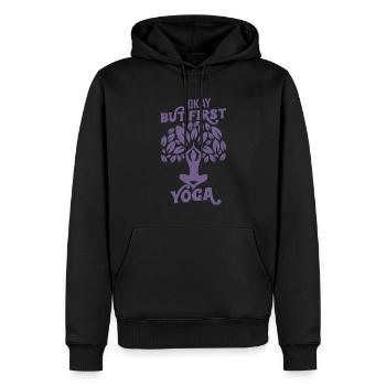 Ja, aber zuerst Yoga - Männer Premium Bio Hoodie - Schwarz - Vorne - Nico (187cm)