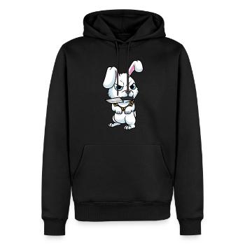 Lapin mignon avec couteau Lapin blanc - Sweat à capuche Premium bio Homme - noir - Devant - Nico (187cm)