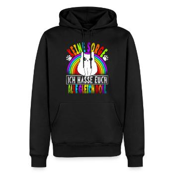 Katze Katzenliebhaber Sarkasmus Ich Hasse Euch - Männer Premium Bio Hoodie - Schwarz - Vorne - Nico (187cm)