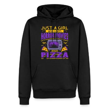 Nur Ein Mädchen, Das Horrorfilme Und Pizza Liebt - Männer Premium Bio Hoodie - Schwarz - Vorne - Nico (187cm)