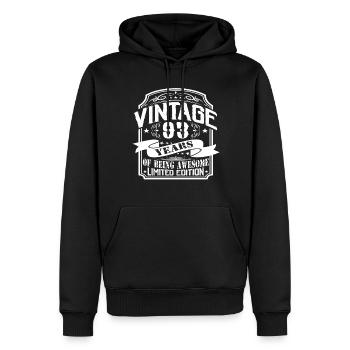 Anniversaire Vintage 93 Ans Édition Limitée - Sweat à capuche Premium bio Homme - noir - Devant - Nico (187cm)