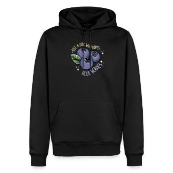 Blaubeere Heidelbeere Strauch Wald Waldfrucht - Männer Premium Bio Hoodie - Schwarz - Vorne - Nico (187cm)