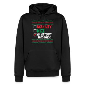 Nice Naughty an Attempt was Made Pun Saying Ugly C - Men’s Premium Organic Hoodie - black - Front - Nico (187cm)