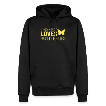 Typ Schmetterling Spruch - Männer Premium Bio Hoodie - Schwarz - Vorne - Nico (187cm)