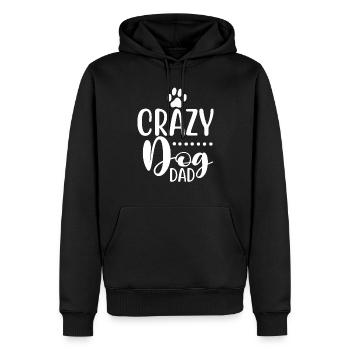 Papa chien fou - Sweat à capuche Premium bio Homme - noir - Devant - Nico (187cm)