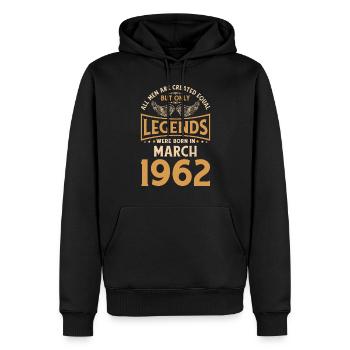 60e anniversaire 60 légendes sont nées en mars 1962 - Sweat à capuche Premium bio Homme - noir - Devant - Nico (187cm)