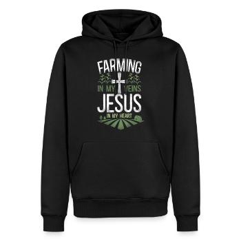 Farming Farmer Faith Christian - Männer Premium Bio Hoodie - Schwarz - Vorne - Nico (187cm)