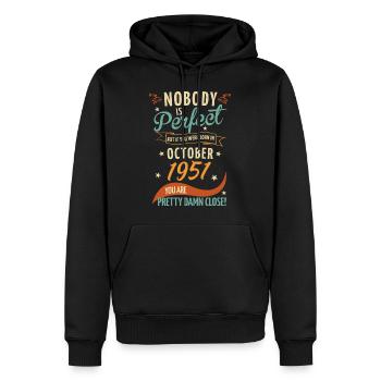 Nobody is perfect born in October 1951 - Men’s Premium Organic Hoodie - black - Front - Nico (187cm)