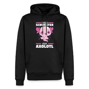 Tausche Schwester gegen Axolotl - Männer Premium Bio Hoodie - Schwarz - Vorne - Nico (187cm)
