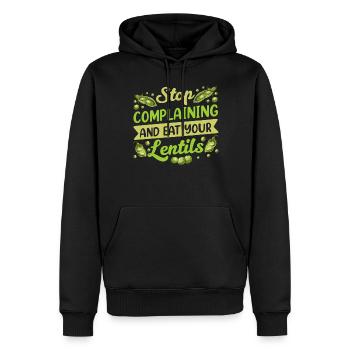 Hör Auf Zu Jammern Und Iss Deine Linsen Linse - Männer Premium Bio Hoodie - Schwarz - Vorne - Nico (187cm)