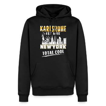 KARLSRUHE EST COMME NEW YORK - Sweat à capuche Premium bio Homme - noir - Devant - Nico (187cm)