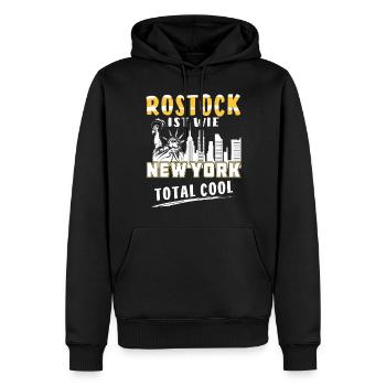 ROSTOCK EST COMME NEW YORK - Sweat à capuche Premium bio Homme - noir - Devant - Nico (187cm)