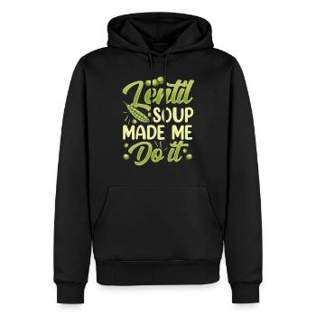 La soupe aux lentilles m’a donné la lentille de lentille - Sweat à capuche Premium bio Homme - noir - Devant - Nico (187cm)