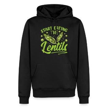 Commencez les lentilles pour manger de la soupe aux lentilles - Sweat à capuche Premium bio Homme - noir - Devant - Nico (187cm)