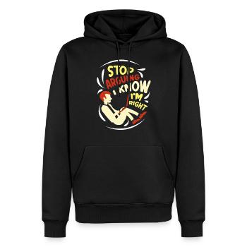 Arrêtez de vous disputer, je sais que j’ai raison - Sweat à capuche Premium bio Homme - noir - Devant - Nico (187cm)