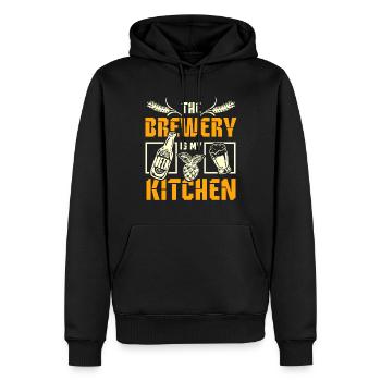 La brasserie est ma cuisine - Sweat à capuche Premium bio Homme - noir - Devant - Nico (187cm)