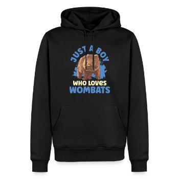 Garçon qui wombat aime le marsupial australien - Sweat à capuche Premium bio Homme - noir - Devant - Nico (187cm)