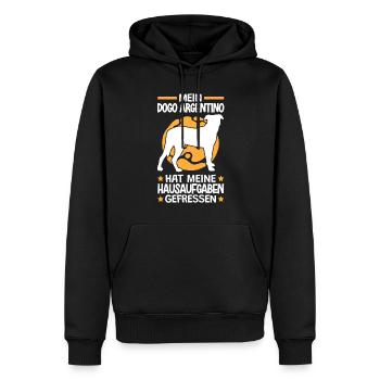 Dogo Argentino hat meine Hausaufgaben gefressen - Männer Premium Bio Hoodie - Schwarz - Vorne - Nico (187cm)