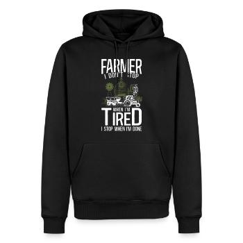 Farming Farmer Tracteur Vintage - Sweat à capuche Premium bio Homme - noir - Devant - Nico (187cm)