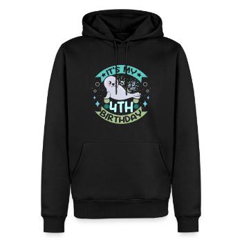 Baby seal 4 years old its my 4th birthday - Männer Premium Bio Hoodie - Schwarz - Vorne - Nico (187cm)