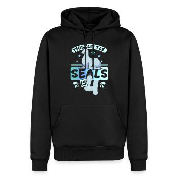 4 years old this little seal is 4th birthday - Männer Premium Bio Hoodie - Schwarz - Vorne - Nico (187cm)