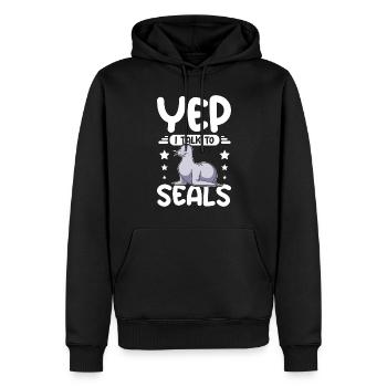 Yep I talk to seals - Männer Premium Bio Hoodie - Schwarz - Vorne - Nico (187cm)