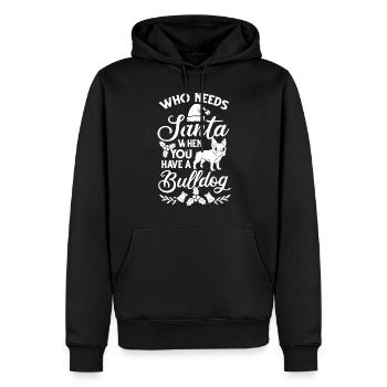 Chien Bulldog anglais Chiots Noël - Sweat à capuche Premium bio Homme - noir - Devant - Nico (187cm)