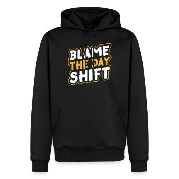 Die Tagesschicht Verantwortlich Machen Beruf - Männer Premium Bio Hoodie - Schwarz - Vorne - Nico (187cm)